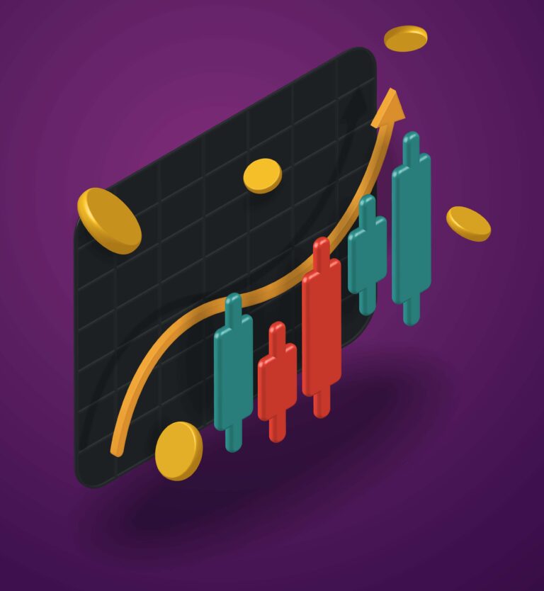 Candlestick charts, graphs and coins